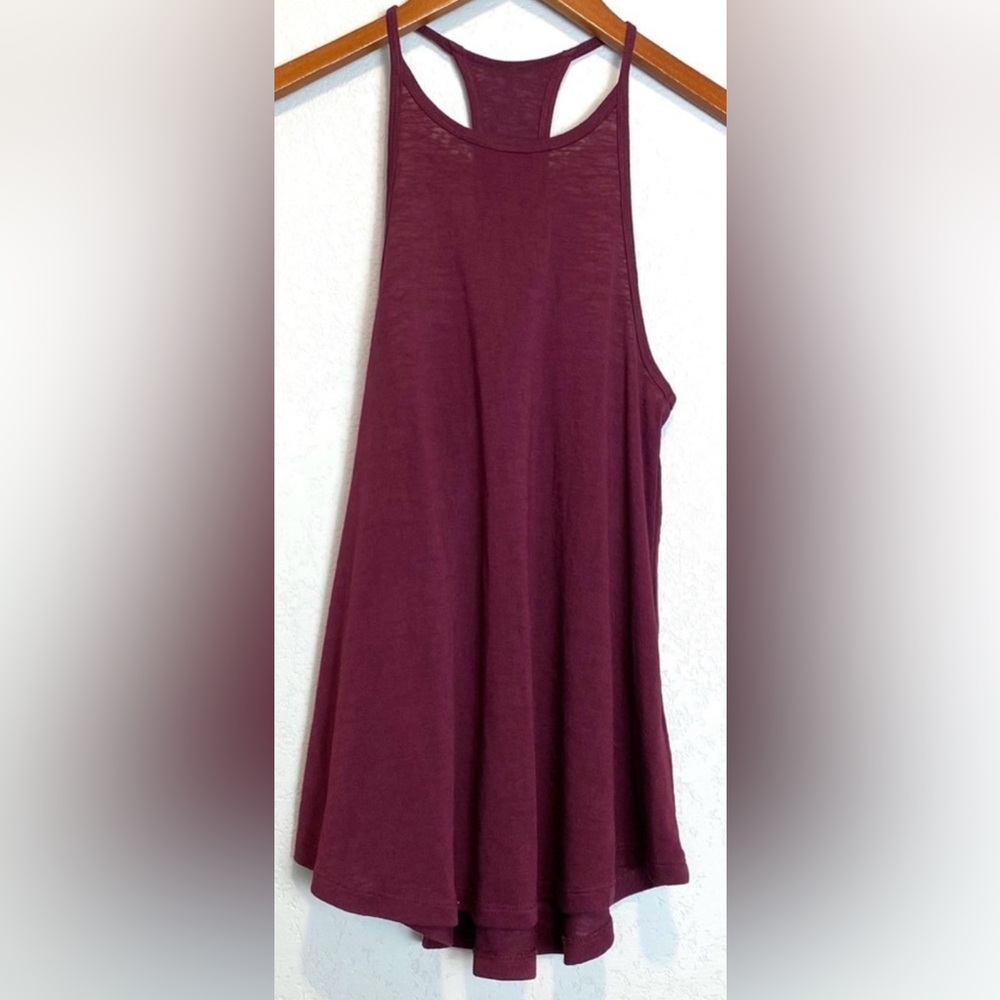 Athleta Racerback Thin Strap Athletic Burgundy Tunic Tank size xsmall